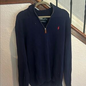 Polo by Ralph Lauren Navy Half-Zip Sweater with Red Pony
